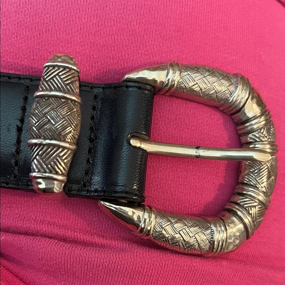 Brighton Black Leather Belt with Silver Buckle - Picture 1 of 4